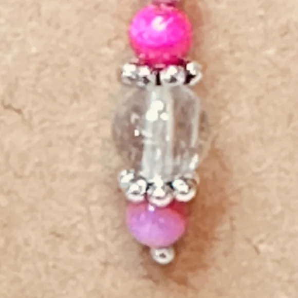 Stainless Steel Dangle Earrings w/Rutilated Quartz & Crackle Quartz - Picture 5 of 10